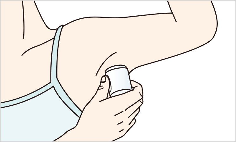 薬液をわき全体に塗り広げます。